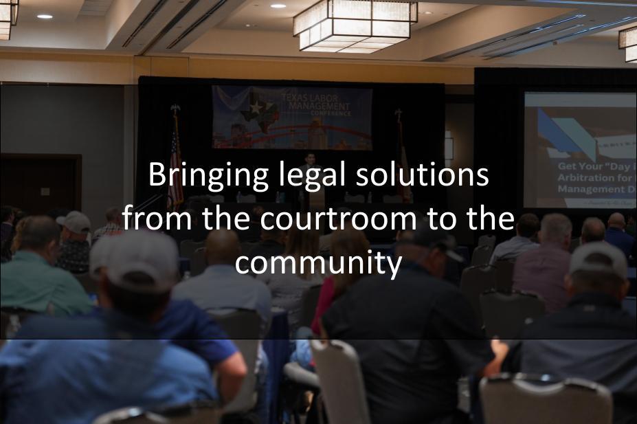 Legal solutions from the courtroom to the community